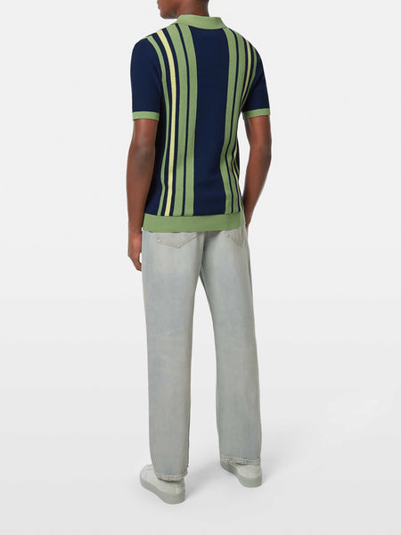 Navy & Green Knitted Polo