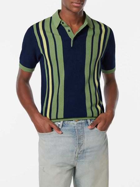 Navy & Green Knitted Polo