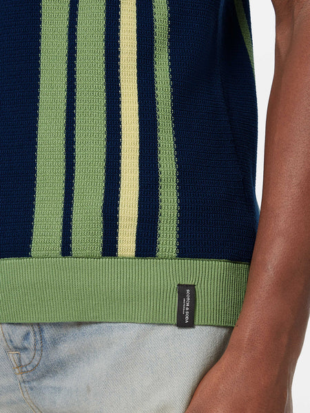 Navy & Green Knitted Polo