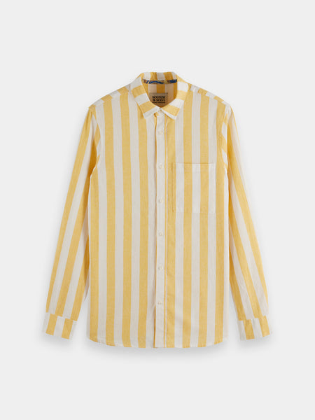 Yellow & White Block Striped Shirt