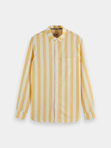Yellow & White Block Striped Shirt