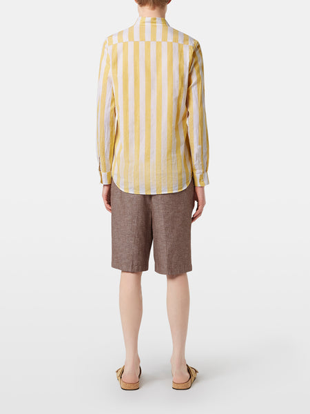 Yellow & White Block Striped Shirt