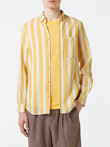 Yellow & White Block Striped Shirt