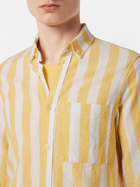 Yellow & White Block Striped Shirt