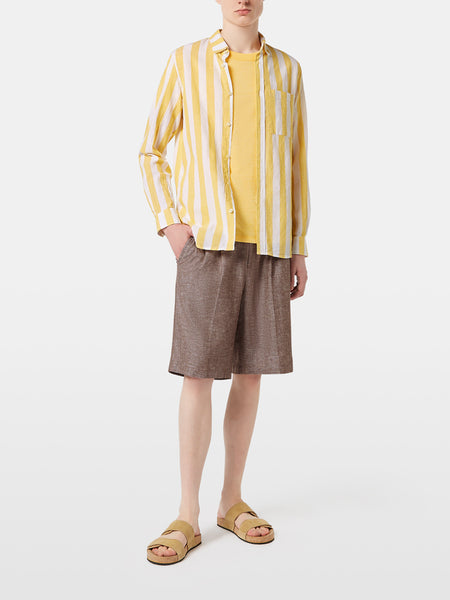 Yellow & White Block Striped Shirt