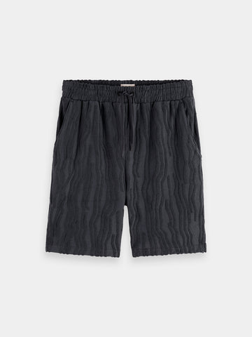 Terry Toweling Jacquard Shorts - Black