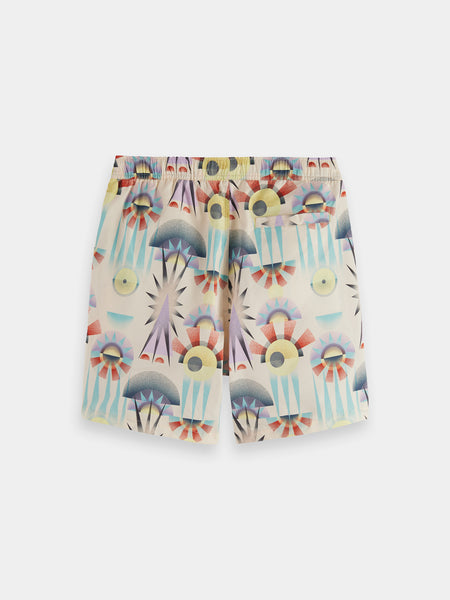 Luna White Printed Swim Shorts