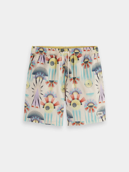 Luna White Printed Swim Shorts