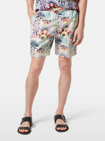 Luna White Printed Swim Shorts
