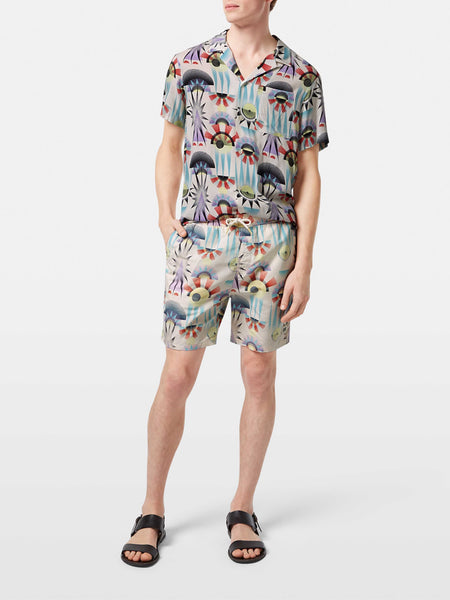 Luna White Printed Swim Shorts