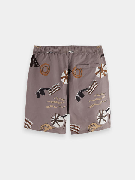 Beach Brown Printed Swim Shorts