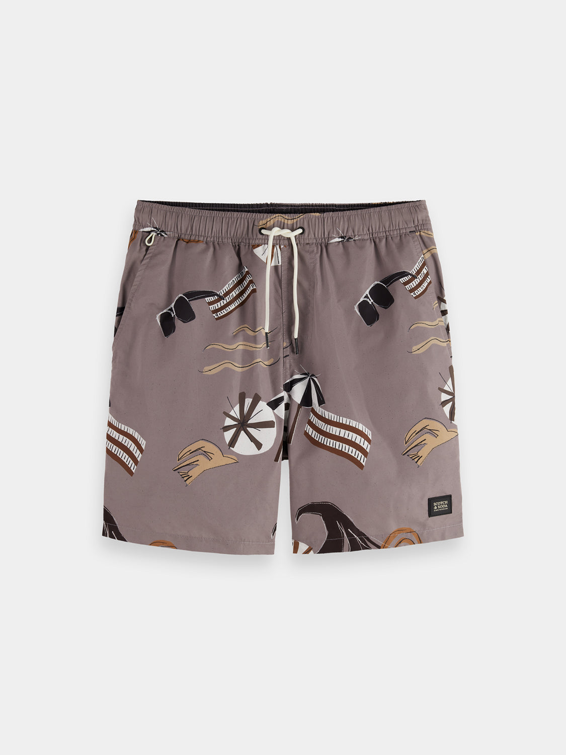 Beach Brown Printed Swim Shorts