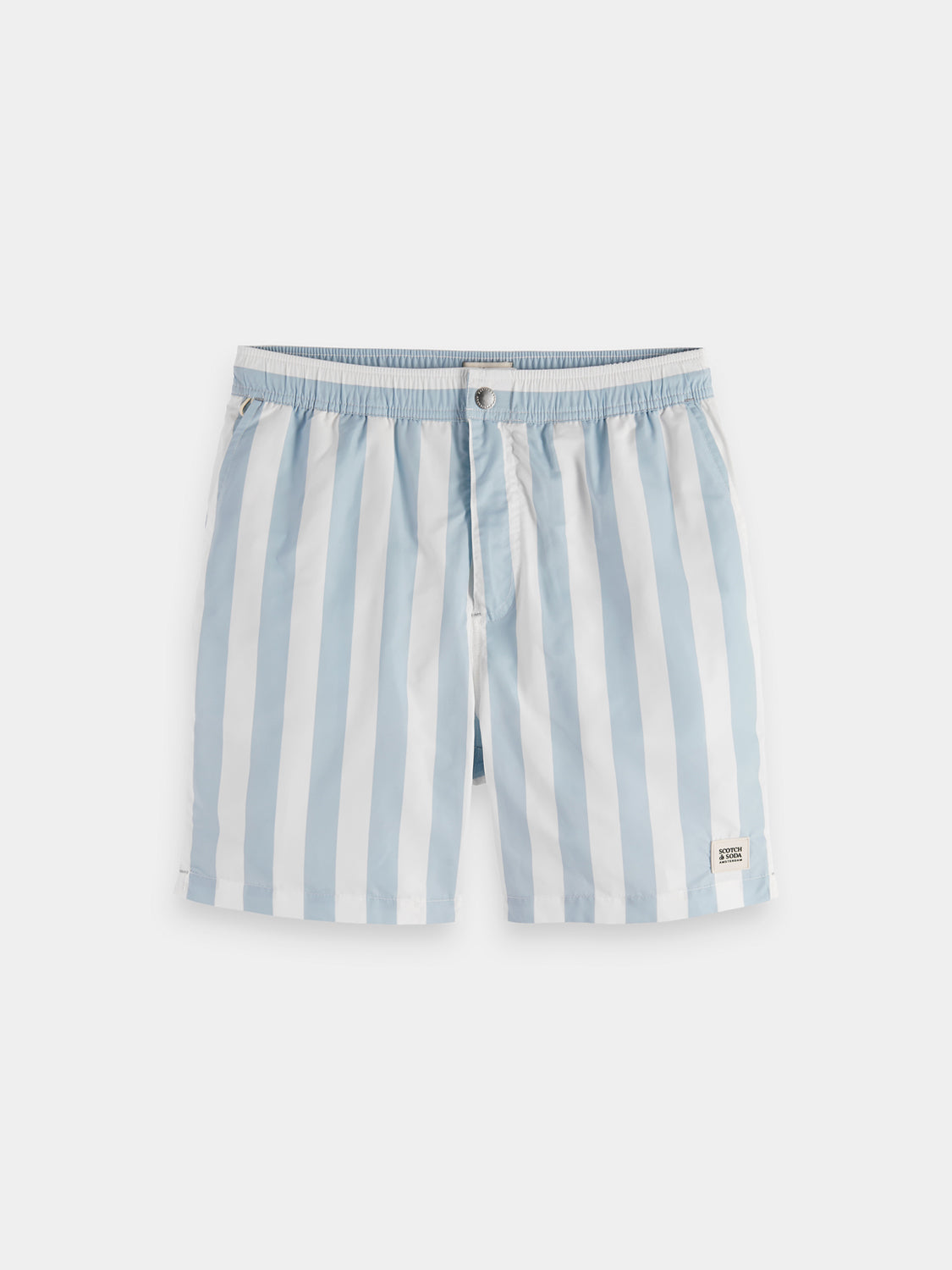 Lt. Blue & White Printed Swim Shorts