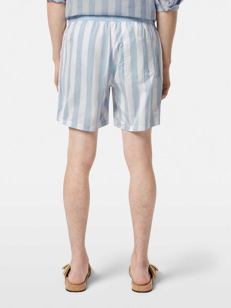 Lt. Blue & White Printed Swim Shorts