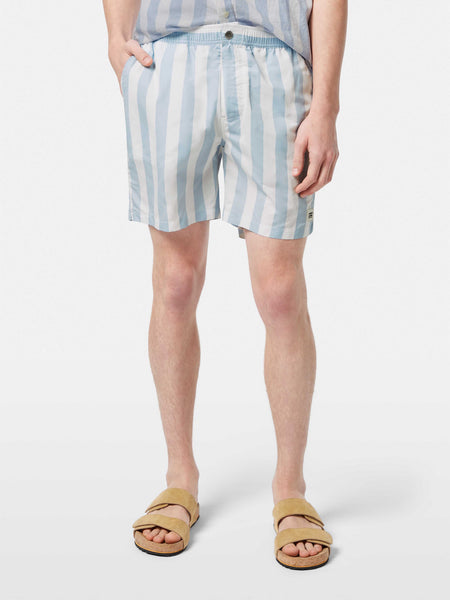 Lt. Blue & White Printed Swim Shorts