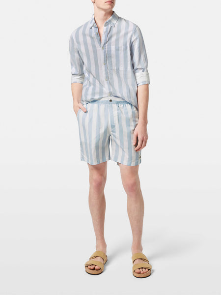 Lt. Blue & White Printed Swim Shorts