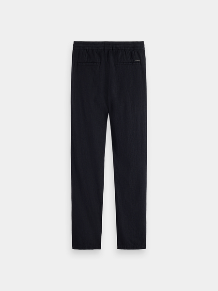 Black Cotton-Linen Blend Jogger Pant