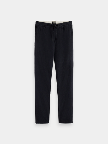 Black Cotton-Linen Blend Jogger Pant