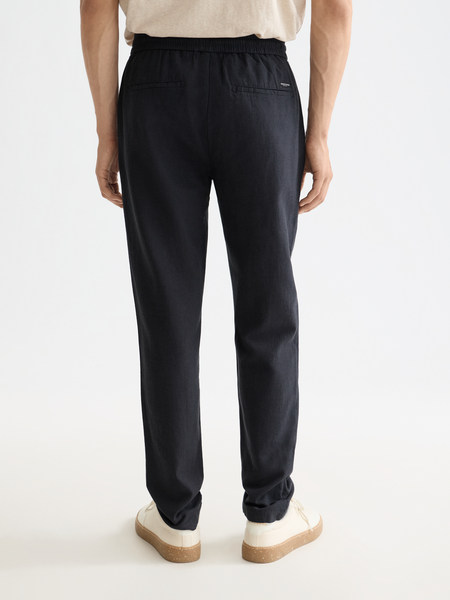 Black Cotton-Linen Blend Jogger Pant