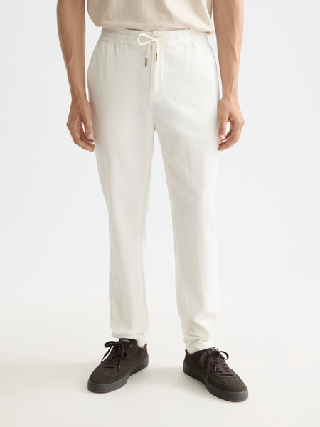 Off-White Cotton-Linen Blend Jogger Pant