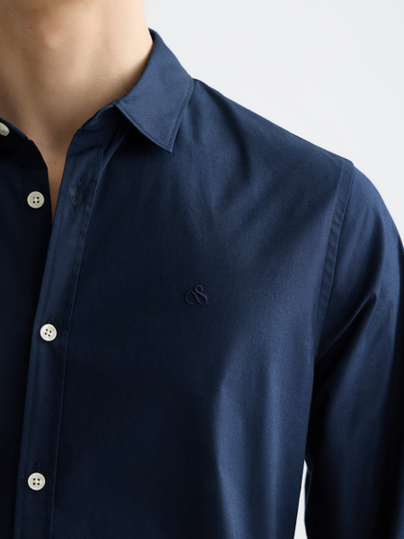 Slim Fit Poplin Shirt - Navy