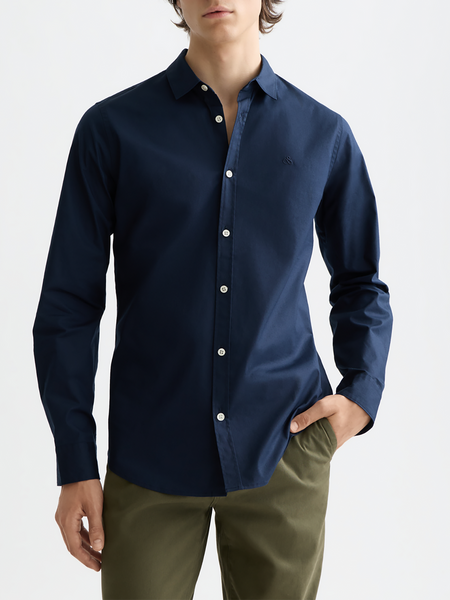 Slim Fit Poplin Shirt - Navy