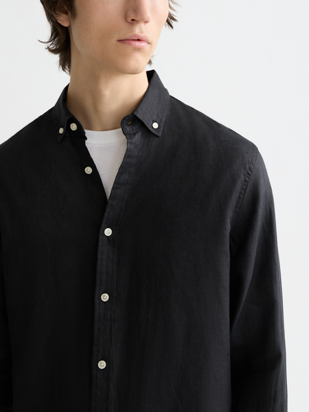 Black 100% Linen Shirt
