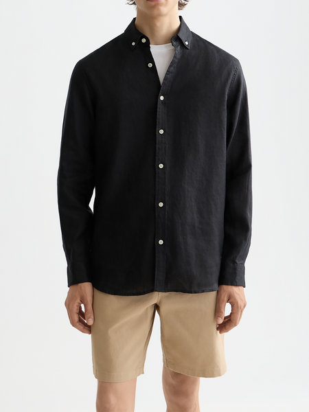 Black 100% Linen Shirt