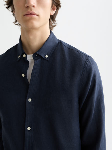 Ink Navy 100% Linen Shirt