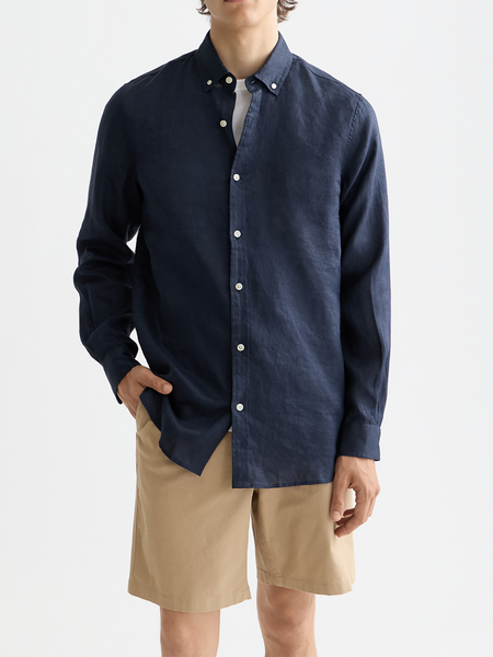 Ink Navy 100% Linen Shirt