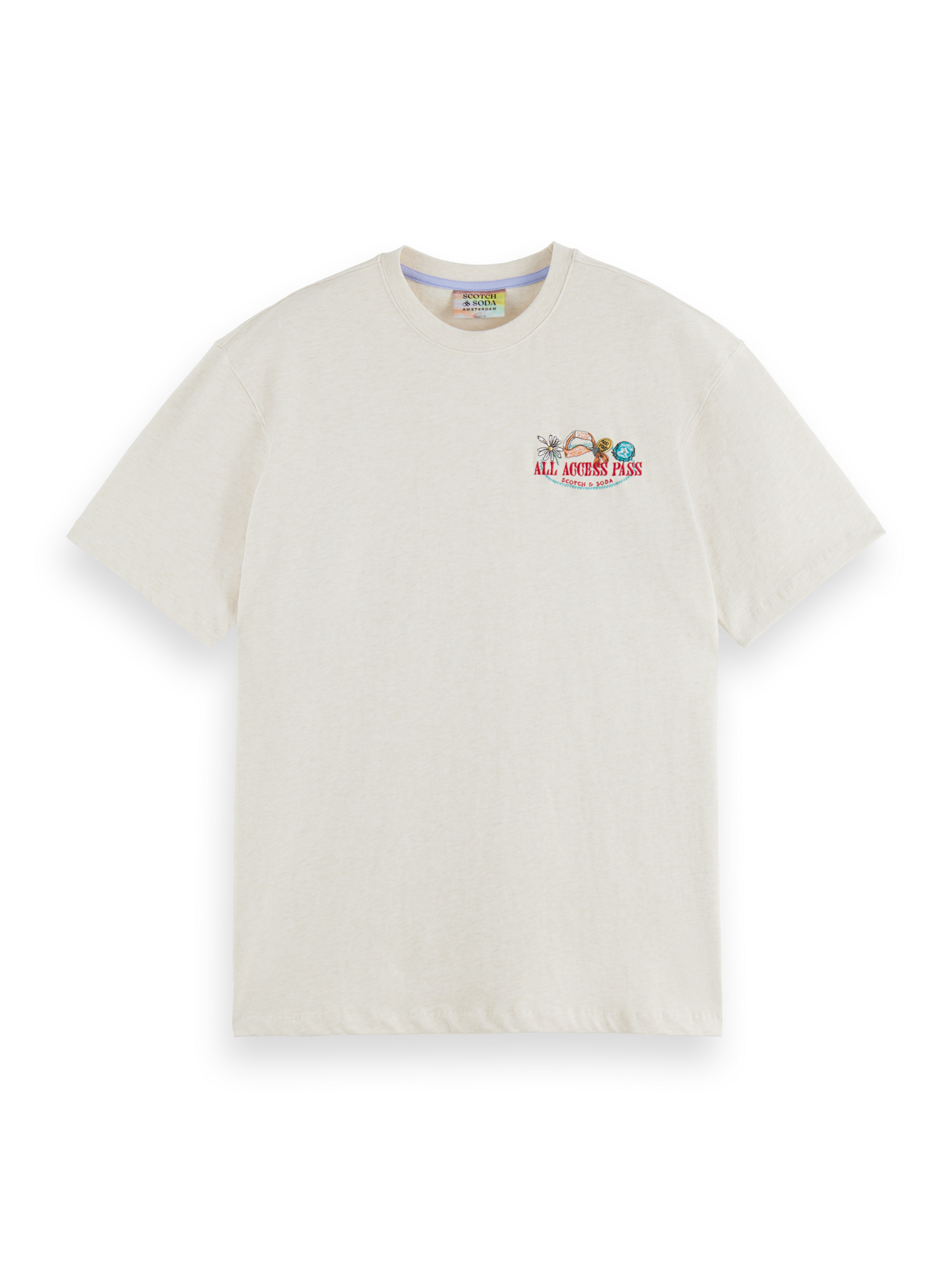 Embroided Melange Tee - Off White